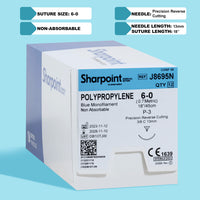 Fil de suture en polypropylène 6-0, aiguille P-3 de 45 cm | J8695N — view 1