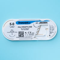 Fil de suture en polypropylène bleu 5-0, aiguille P-3 de 45 cm | J8698N — view 2