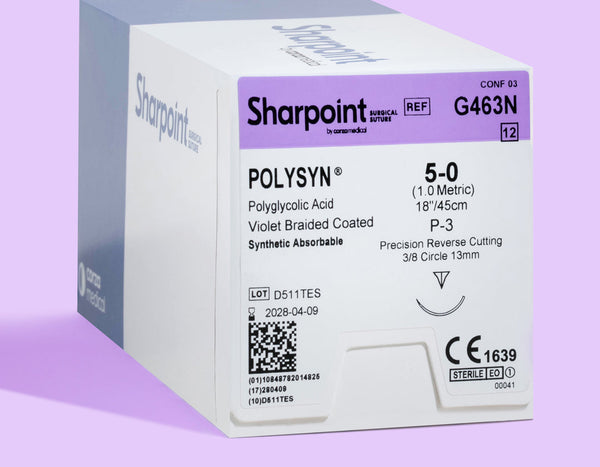 5-0 Polysyn Braided Suture, 18" P-3 Needle | G463N — box