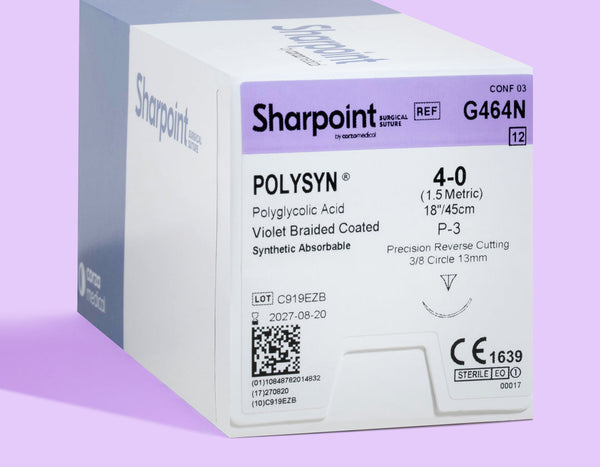 4-0 Polysyn Braided Suture, 18" P-3 Needle | G464N — box
