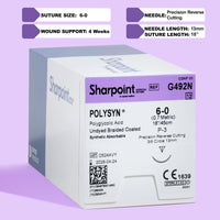 Fil de suture tressé Polysyn 6-0, aiguille P-3 de 45 cm | G492N — view 1