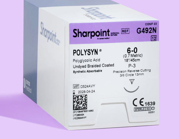 6-0 Polysyn Braided Suture, 18" P-3 Needle | G492N — box