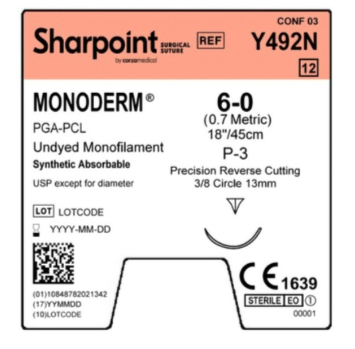 Y492N | Sharpoint Monoderm 6-0 P-3 REVERSE CUTTING