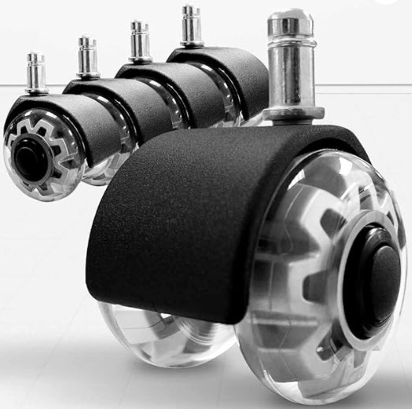 ProNorth premium castors upgrade for saddle stools, smooth-rolling wheels suited to clinic and studio floors.