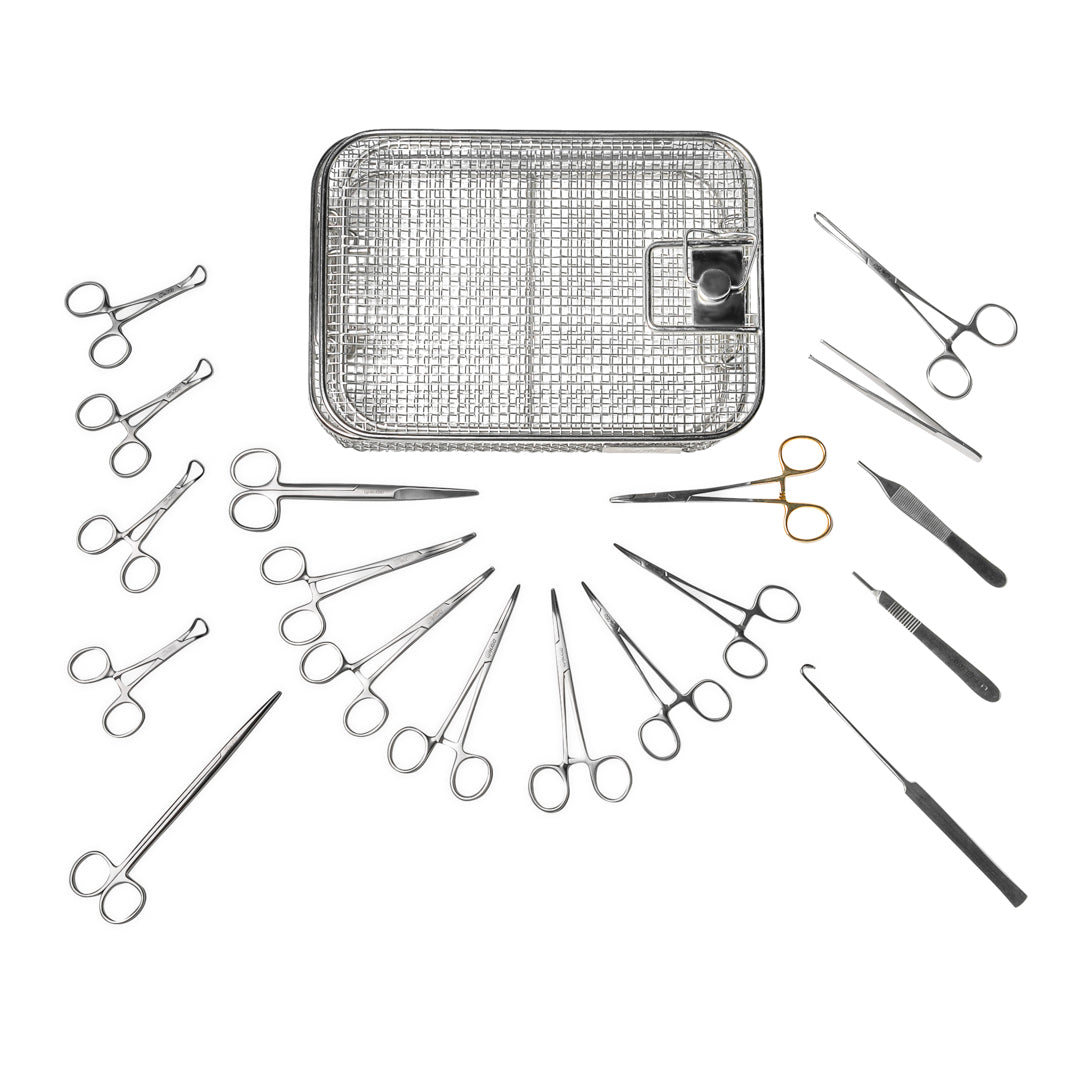 Complete spay and neuter surgery kit for feline and canine, including all essential instruments for efficient and safe procedures.