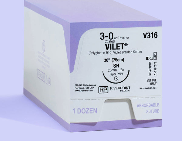 3-0 VILET II Violet Suture, 30" SH Needle | V316 — box