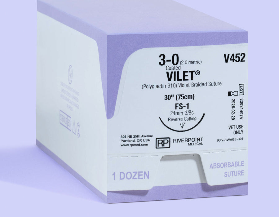Suture VIOLET 3-0 Vilet, aiguille FS-1 75 cm | V452