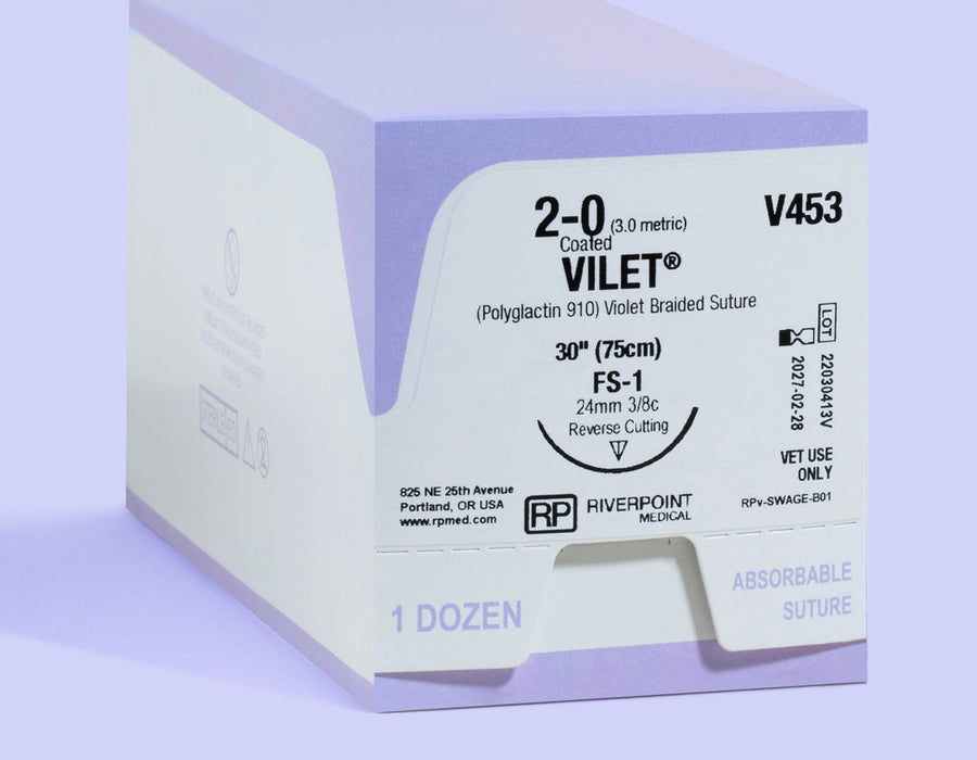 Suture VIOLETTE VILET 2-0, aiguille 30" FS-1 | V453