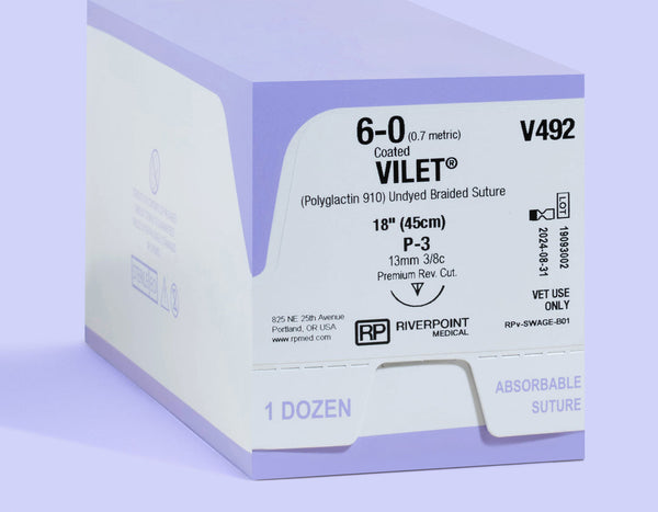 6-0 VILET Braided Undyed Suture, 18" P3 Needle | V492 — box
