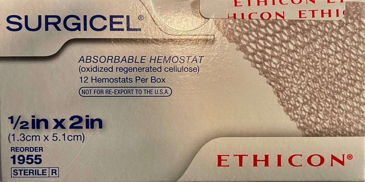 Hémostatique résorbable Surgicel 1/2 po x 2 po, 1955