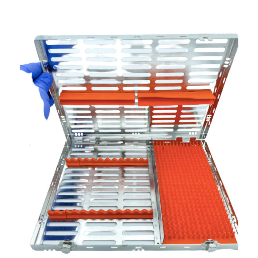 Cassette porte-lames 12 places SS — Couvercle articulé + Plateau latéral large