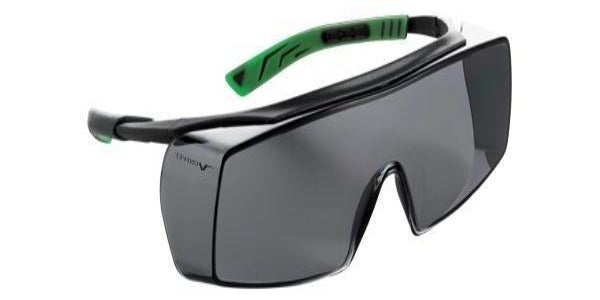Safety Glasses | Black/green frame, smoke FM lens, anti-scratch, antifog UV400